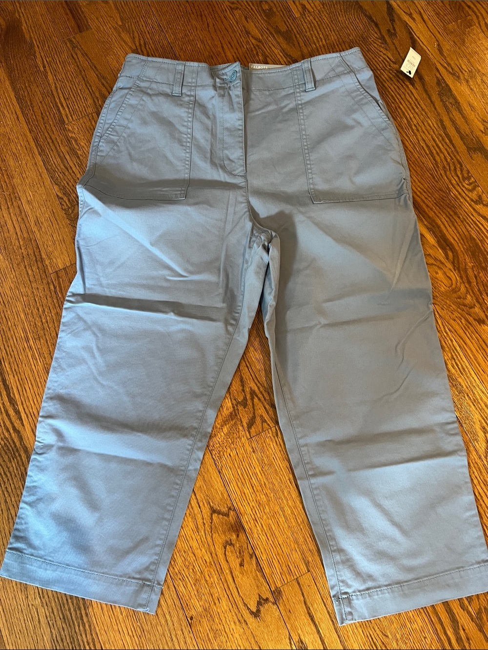Talbots Powder Blue High-Rise Chino Pants with Patch Pockets